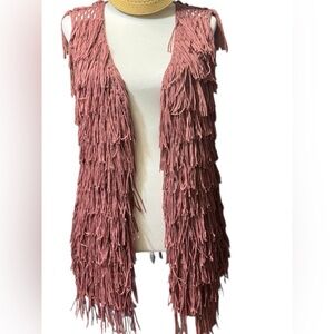 PPLA Crochet Boho FLOUNDER VEST Cardigan IN MAUVE Size Medium Gypsy Hippie Chic